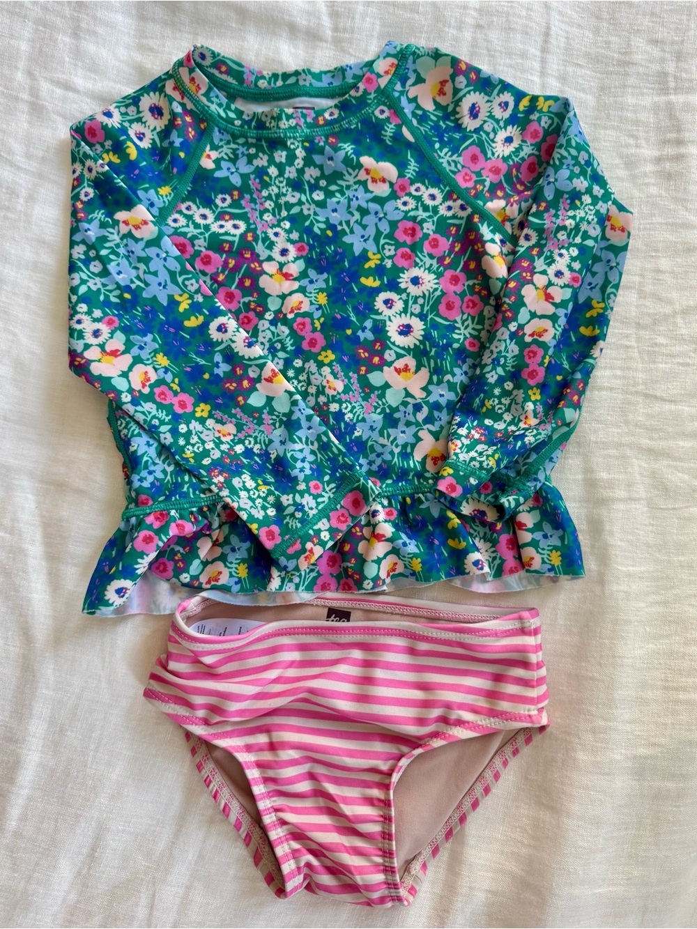 Tea Collection Girls Floral Long-Sleeve Rashguard Set